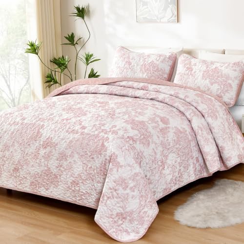Floral Plants Quilt Set - Pink