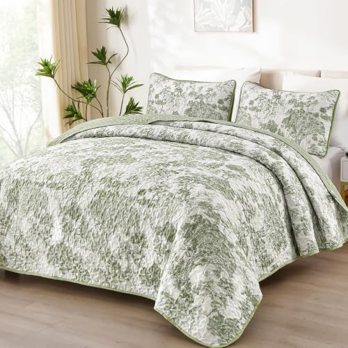 Floral Plants Quilt Set - Sage Green