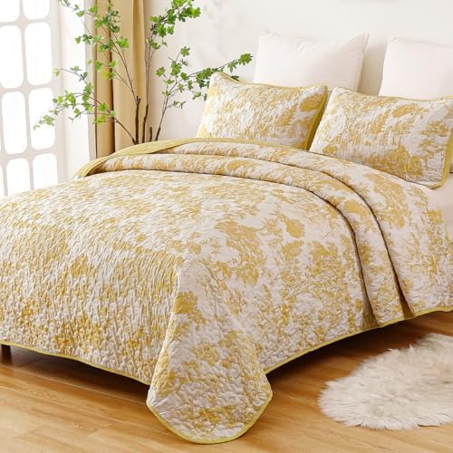 Floral Plants Quilt Set - Yellow