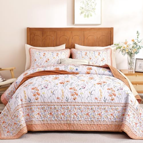 Flower Coverlet Quilt - Burnt Orange