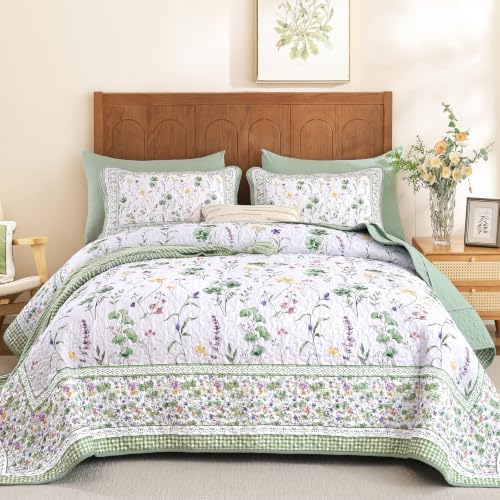 Flower Coverlet Quilt - Green