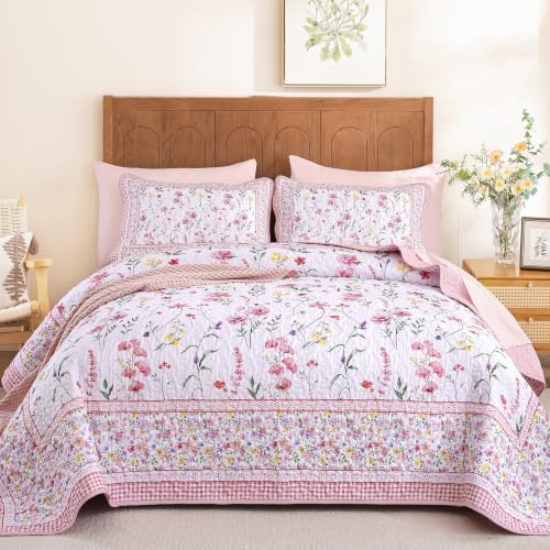Flower Coverlet Quilt - Pink