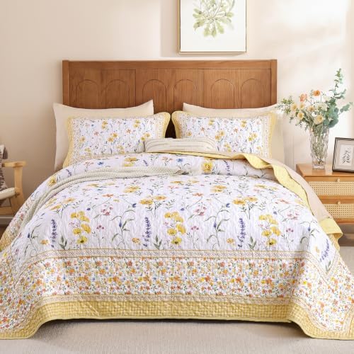 Flower Coverlet Quilt - Yellow