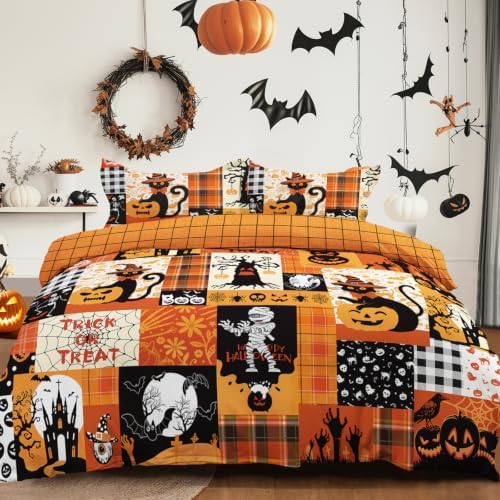 Halloween Fall Duvet Cover - Black Orange
