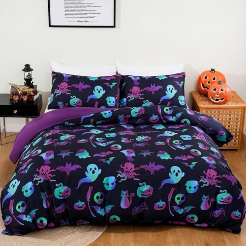 Halloween Fall Duvet Cover - Purple