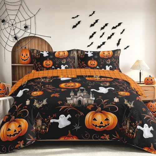 Halloween Pumpkin Duvet Cover - Black Orange