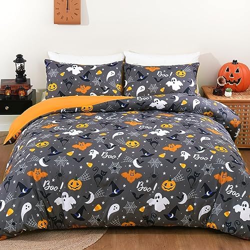 Halloween Pumpkin Duvet Cover - Grey Orange