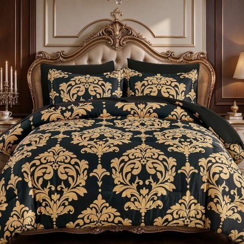 Luxury Boho Damask Bed in a Bag - Black