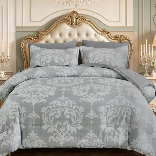 Luxury Boho Damask Bed in a Bag - Light Grey