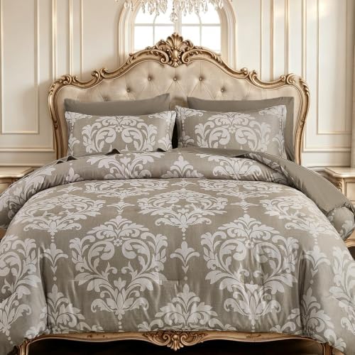 Luxury Boho Damask Bed in a Bag - Taupe