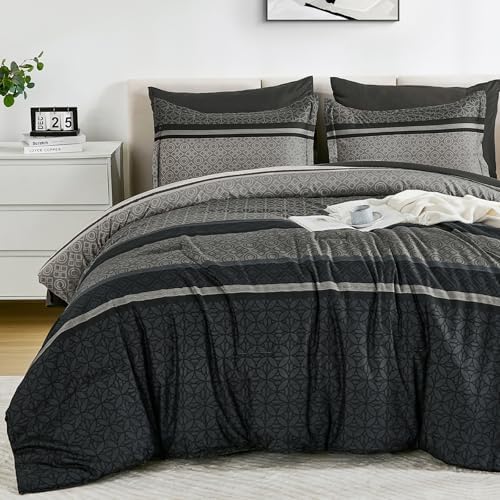 Minimalist Stripe Bed in a Bag - Black Grey