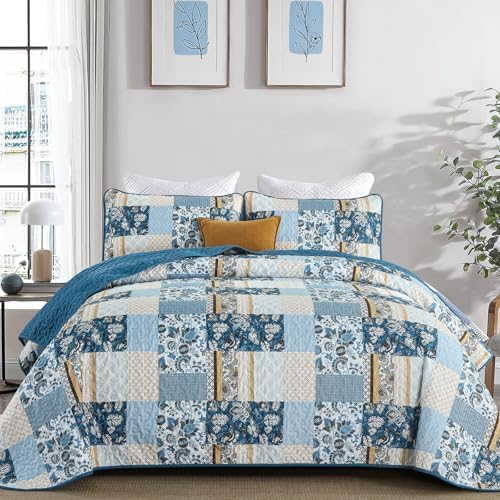 Patchwork Plaid Quilt - Blue