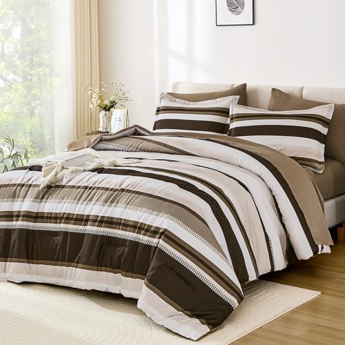 Reversible Stripe Bed in a Bag - Brown