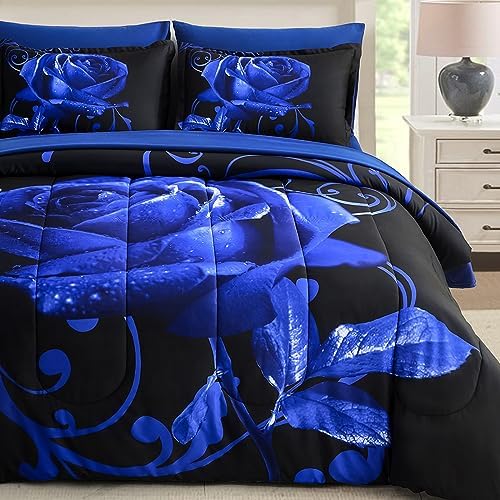 Rose Pattern Bed in a Bag - Blue