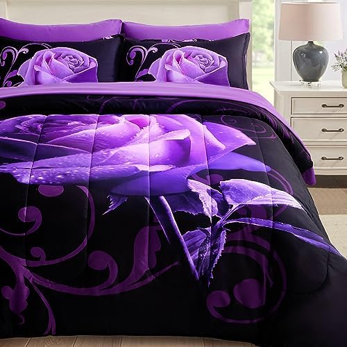 Rose Pattern Bed in a Bag - Purple