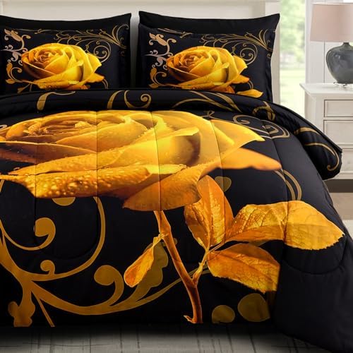 Rose Pattern Bed in a Bag - Yellow