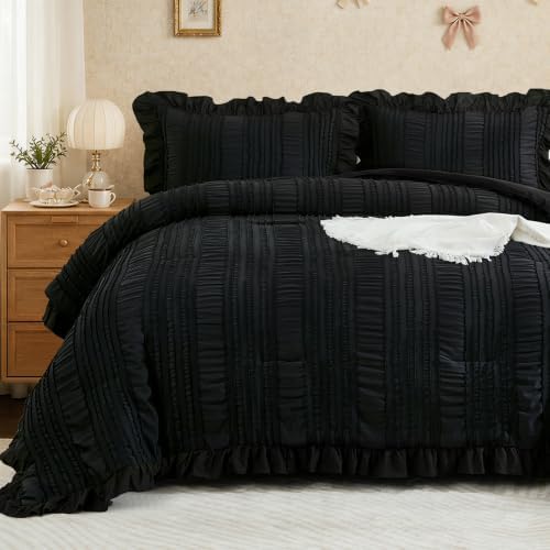 Shabby Chic Ruffle Comforter - Black