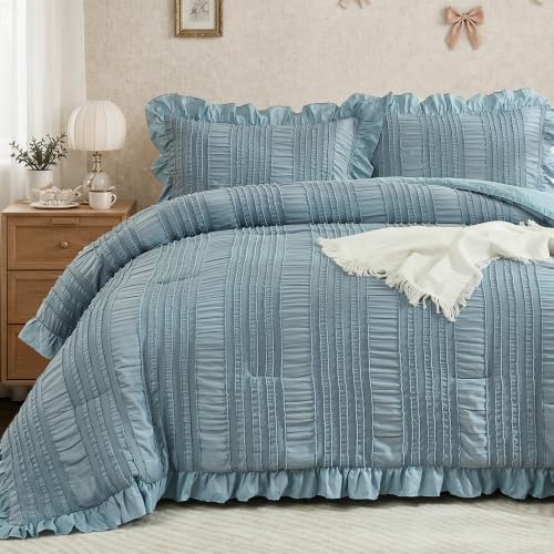 Shabby Chic Ruffle Comforter - Blue