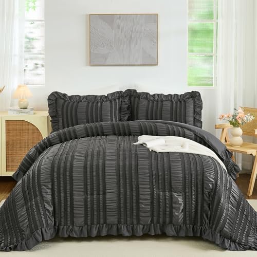 Shabby Chic Ruffle Comforter - Dark Grey