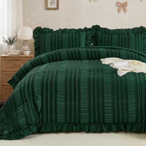 Shabby Chic Ruffle Comforter - Emerald Green