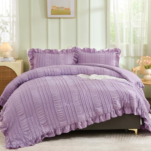 Shabby Chic Ruffle Comforter - Purple