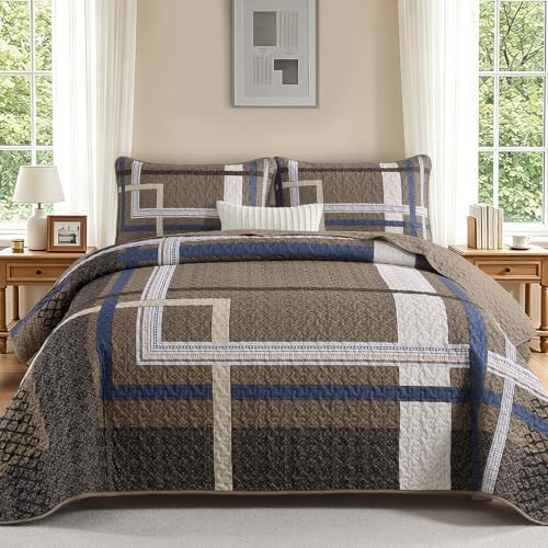Stripe Bedspread Quilt - Brown