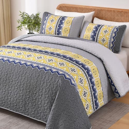 Thanksgiving Boho Quilt - Grey Yellow